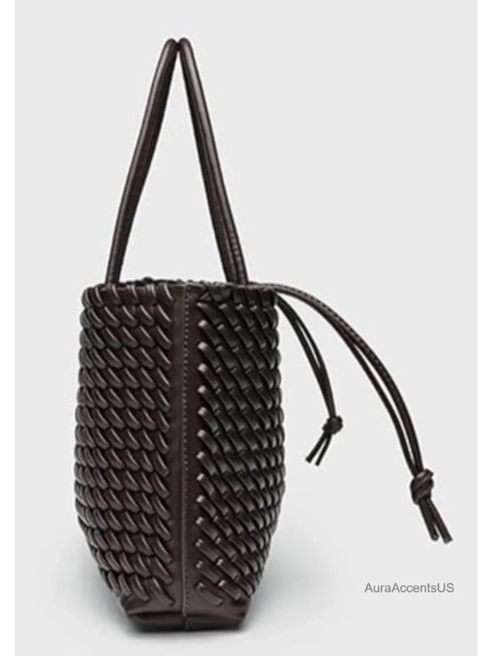 2 Pcs Slouchy PU Leather Woven Tote Hobo Crossbody Shoulder Bag Set